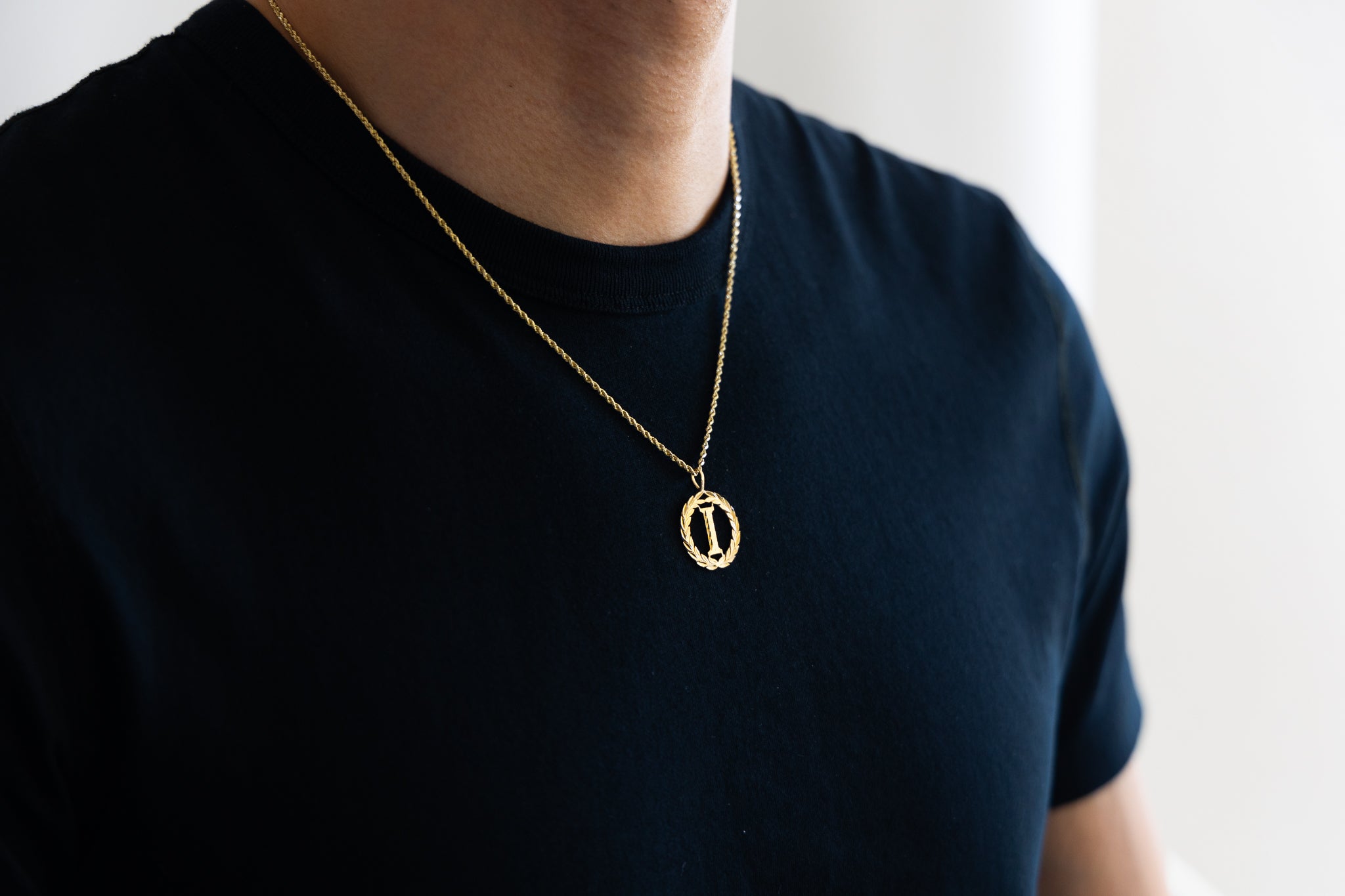 Gold Wreath I Initial Pendant | A-Z Pendants - Charlie & Co. Jewelry