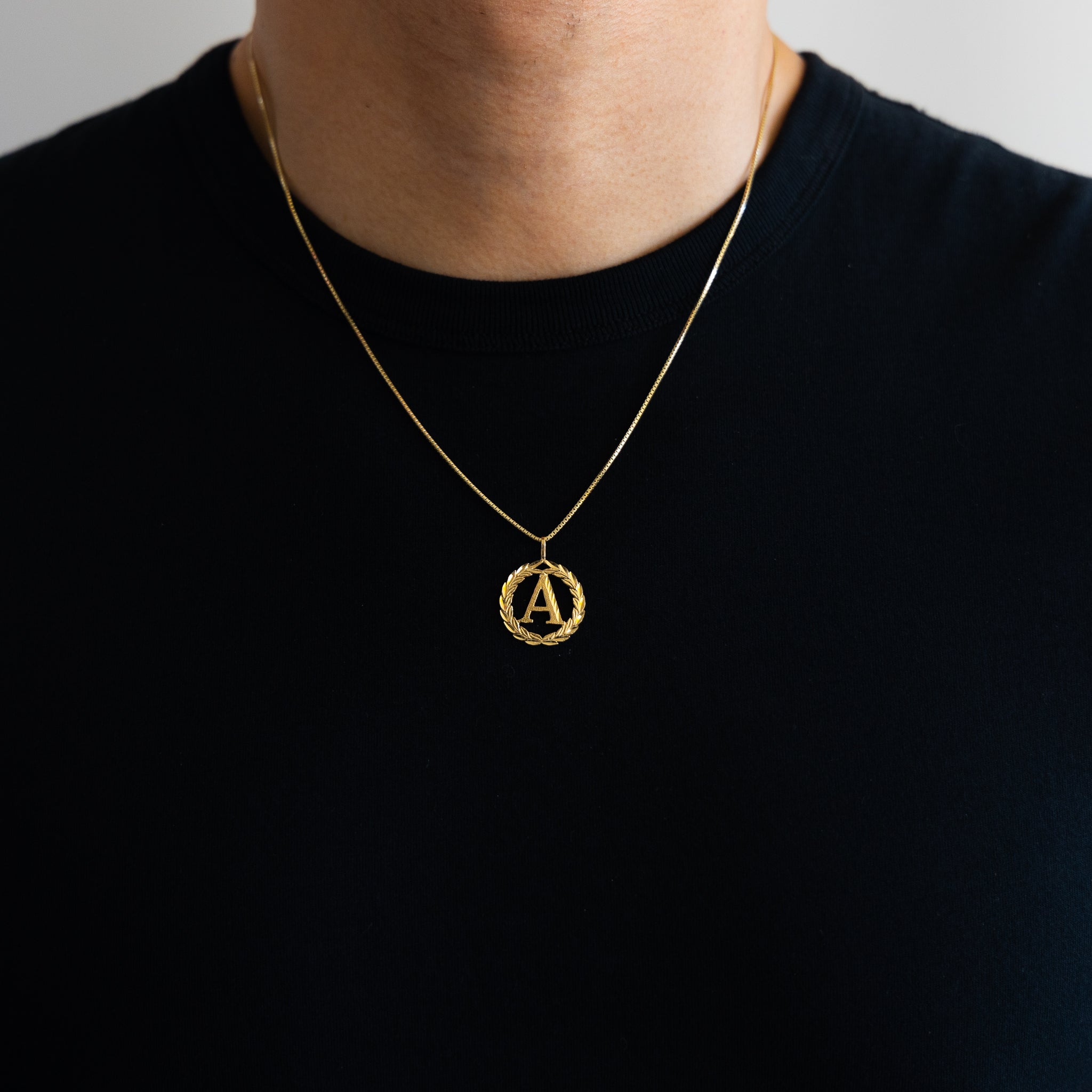 Gold Wreath A Initial Pendant | A-Z Pendants - Charlie & Co. Jewelry