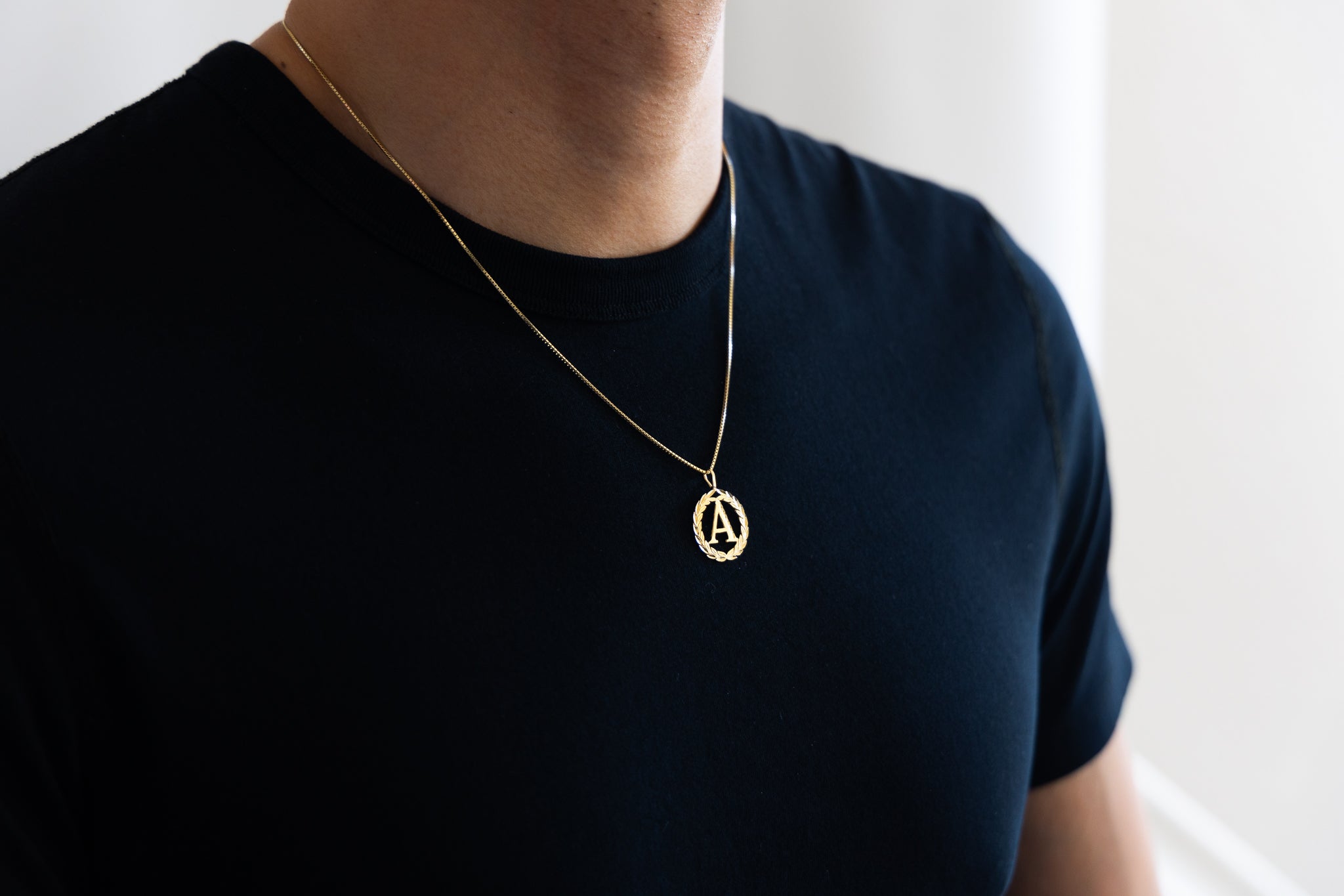 Gold Wreath A Initial Pendant | A-Z Pendants - Charlie & Co. Jewelry