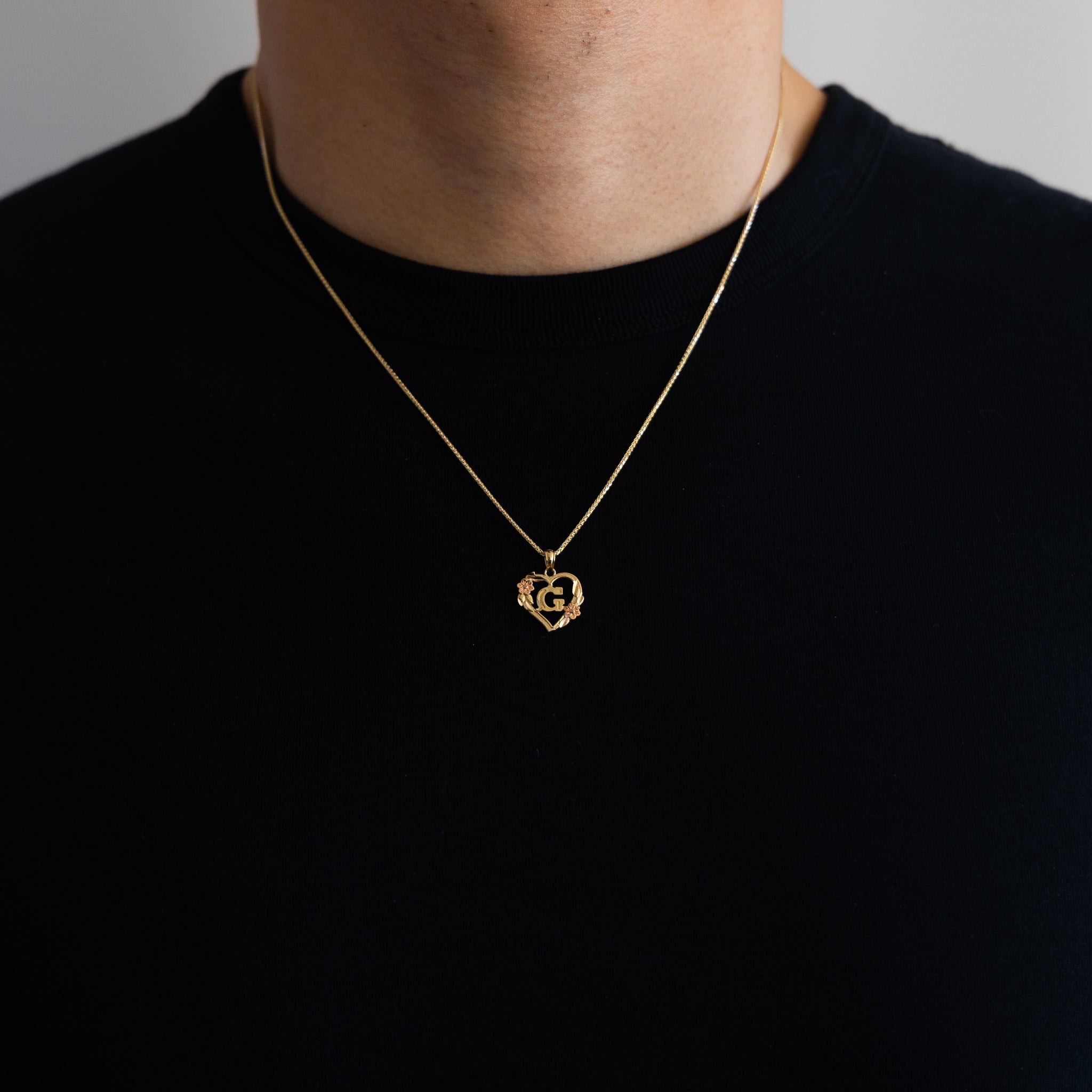 Gold Heart Initial G Pendant | A-Z Pendants - Charlie & Co. Jewelry