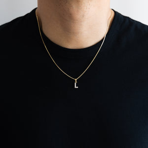 Gold Cubic Zirconia Letter L Pendant | A-Z Pendants - Charlie & Co. Jewelry