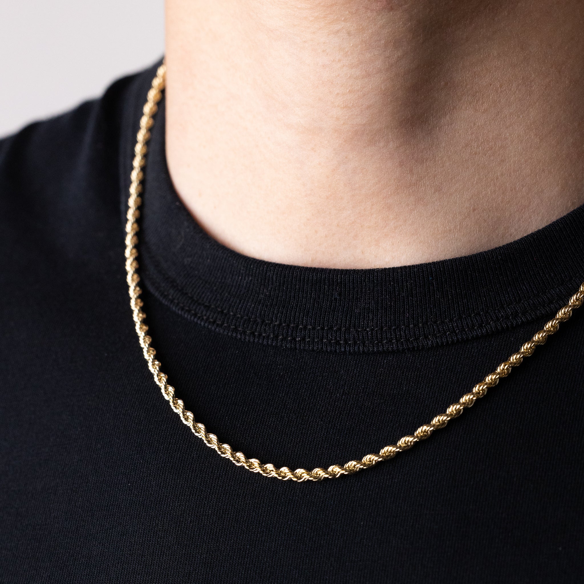 Gold Hollow Rope Chain With 3mm Width - Model 0435