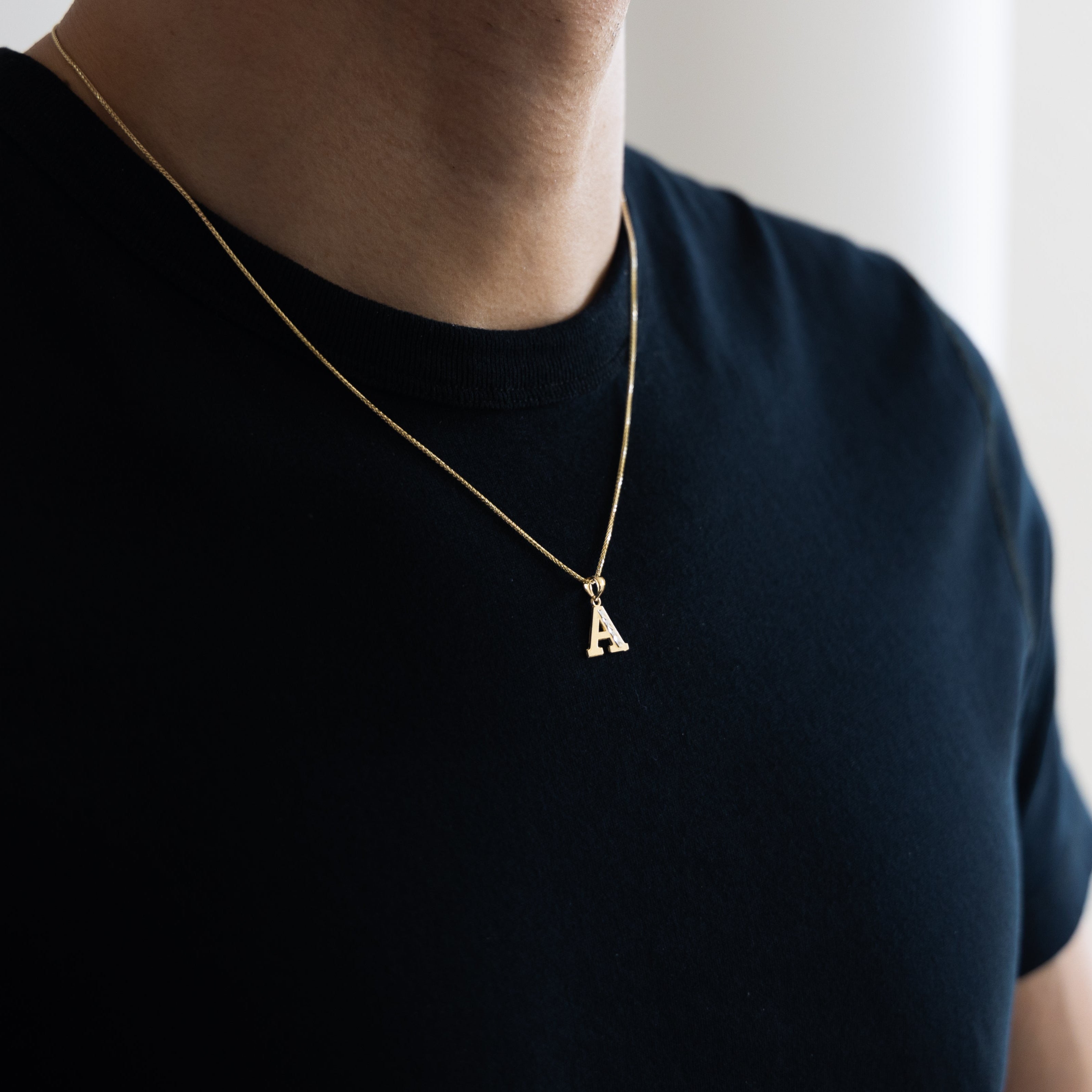 Gold Bold Letter A Pendant | A-Z Pendants - Charlie & Co. Jewelry