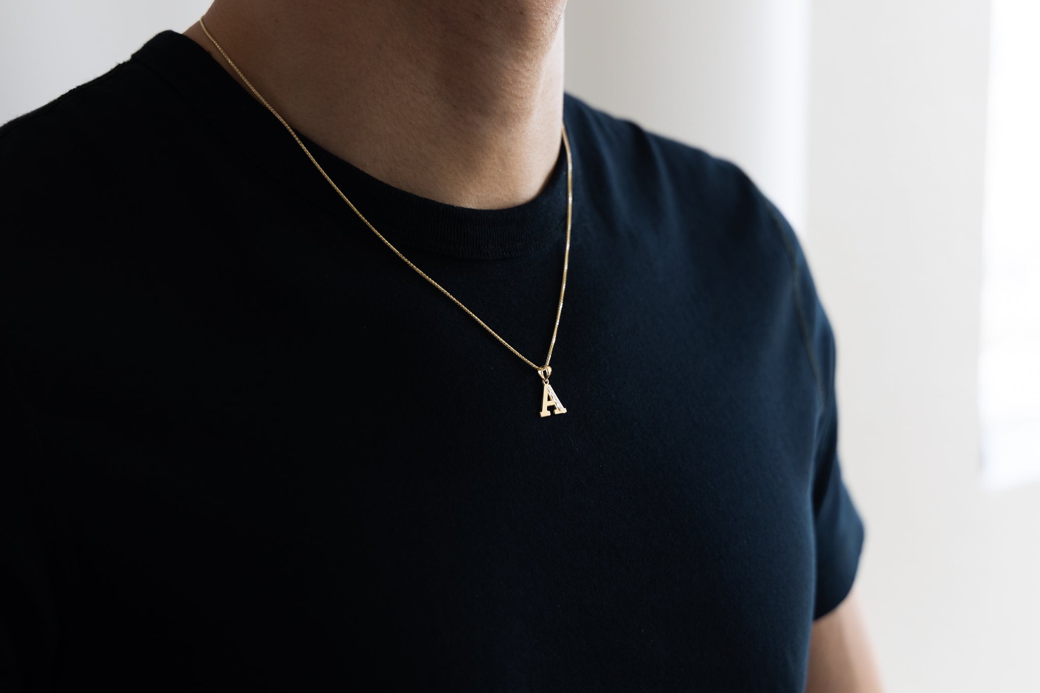 Gold Bold Letter A Pendant | A-Z Pendants - Charlie & Co. Jewelry