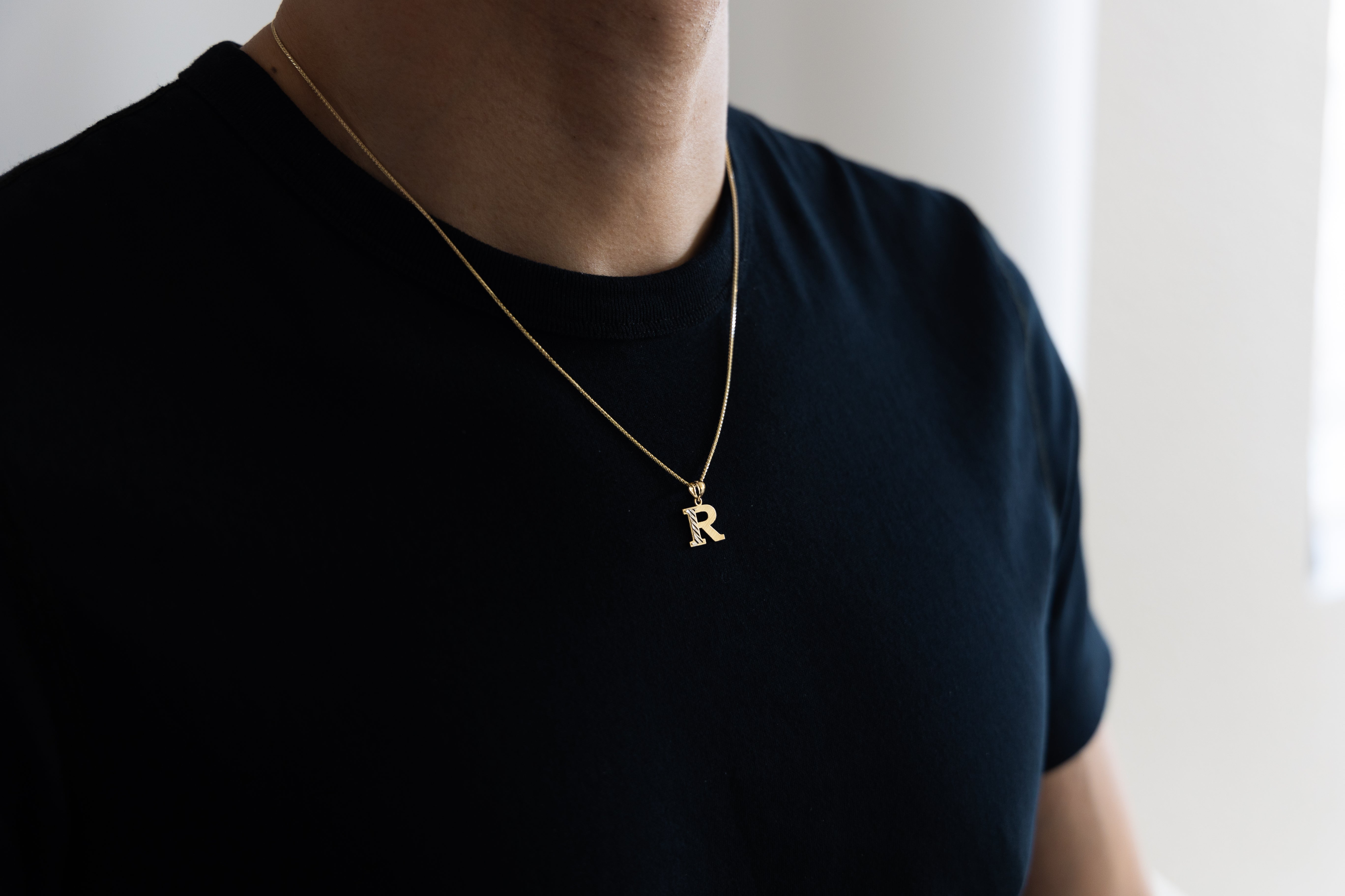 Gold Bold Letter R Pendant | A-Z Pendants - Charlie & Co. Jewelry