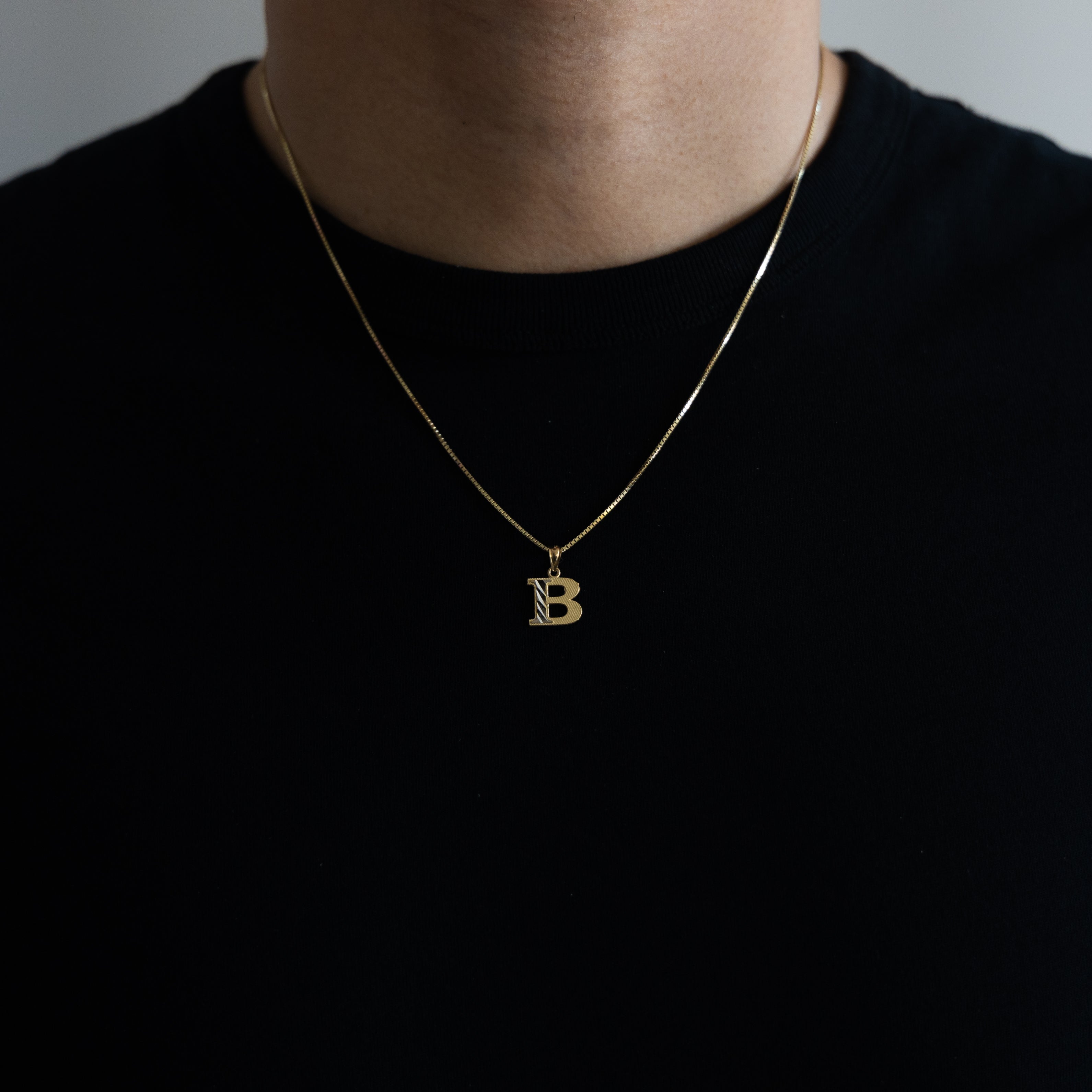 Gold Bold Letter B Pendant | A-Z Pendants - Charlie & Co. Jewelry