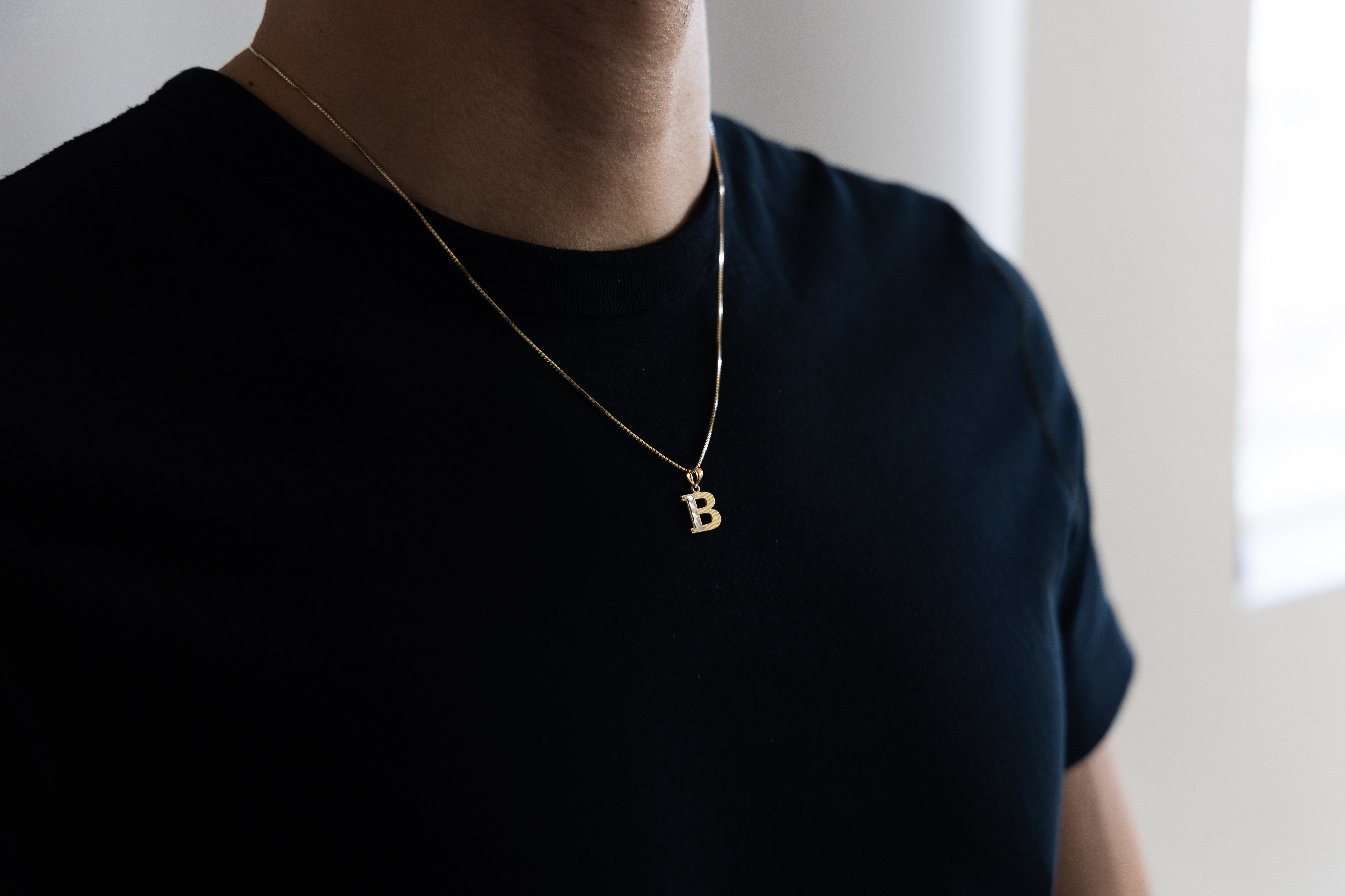 Gold Bold Letter B Pendant | A-Z Pendants - Charlie & Co. Jewelry