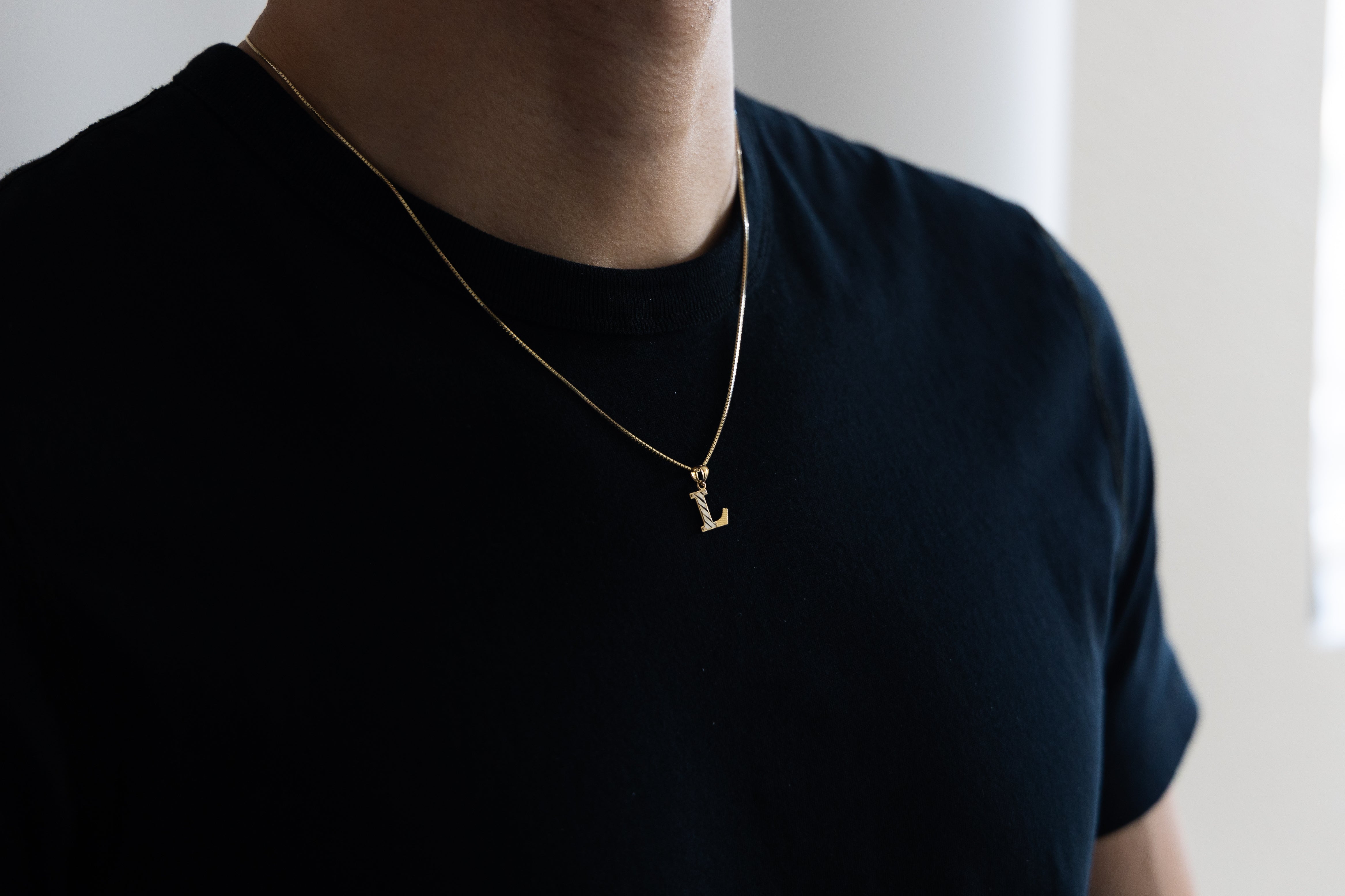 Gold Bold Letter L Pendant | A-Z Pendants - Charlie & Co. Jewelry