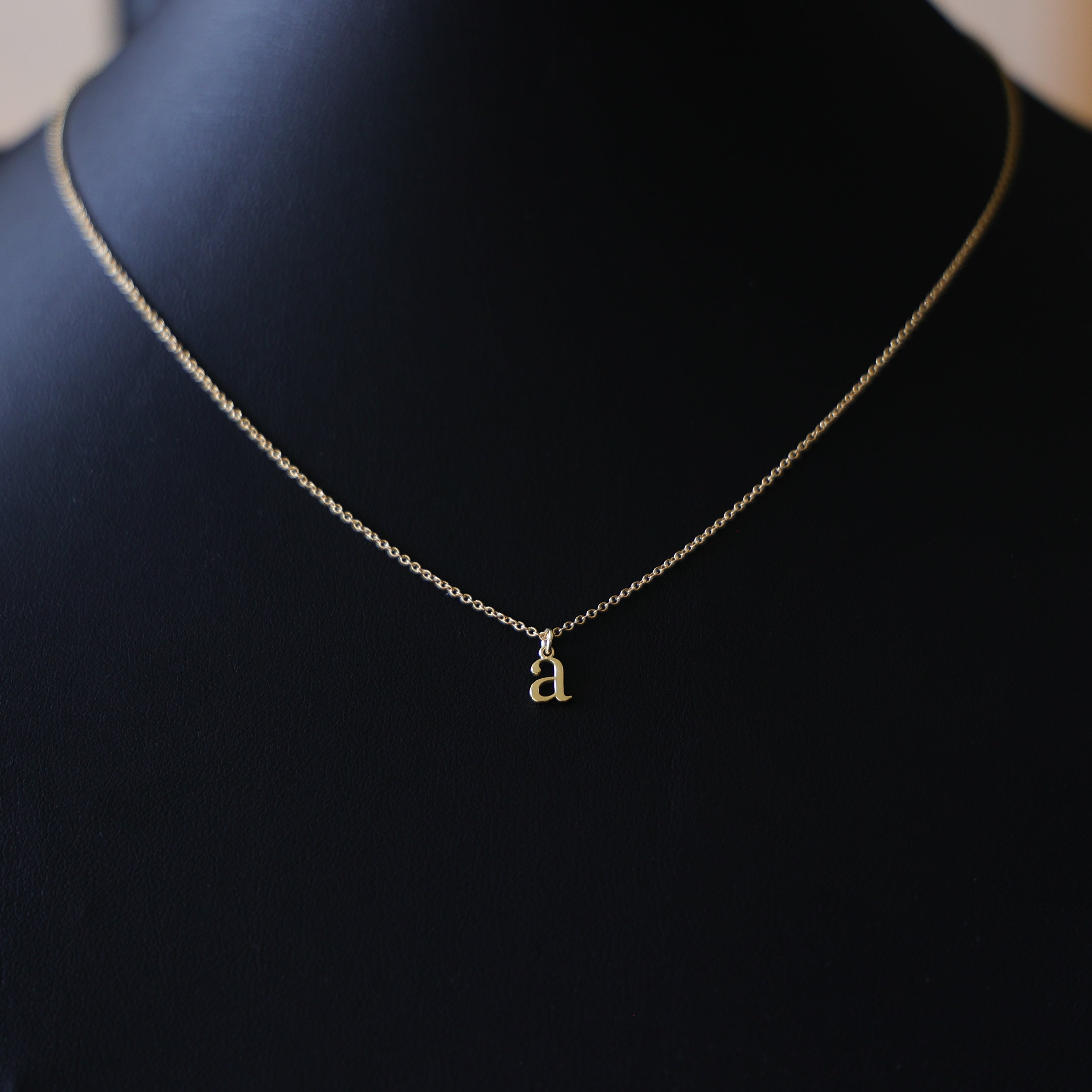 14K Gold Elegant Lowercase 'a' Initial Choker Necklace - Charlie & Co. Jewelry
