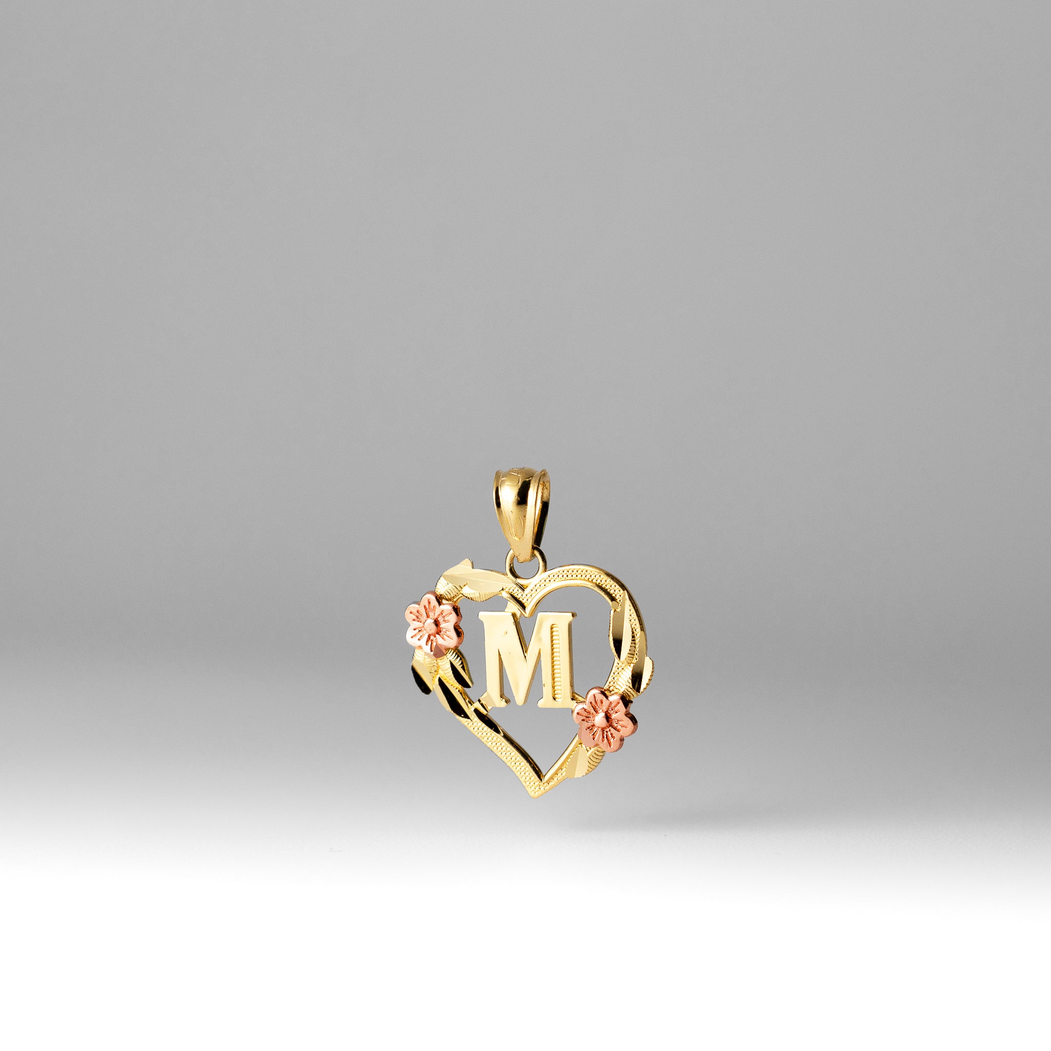 Gold Heart Initial M Pendant | A-Z Pendants