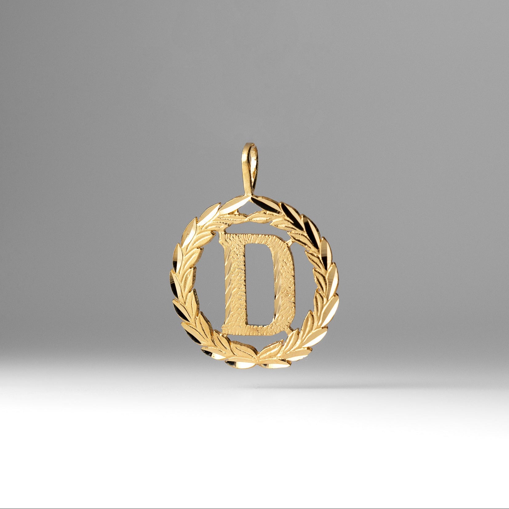 Gold Wreath D Initial Pendant | A-Z Pendants - Charlie & Co. Jewelry