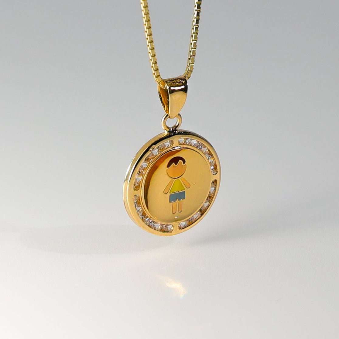 14k Gold Boy Medal Pendant Charm Model-2400 - Charlie & Co. Jewelry
