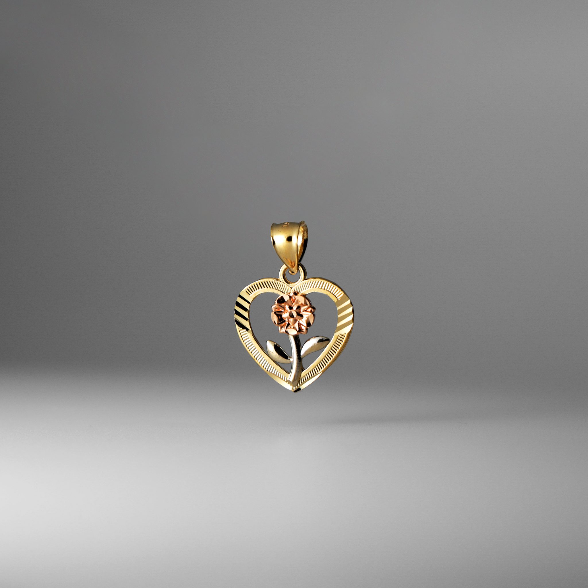 Gold Flower Heart Pendant Model-394 - Charlie & Co. Jewelry