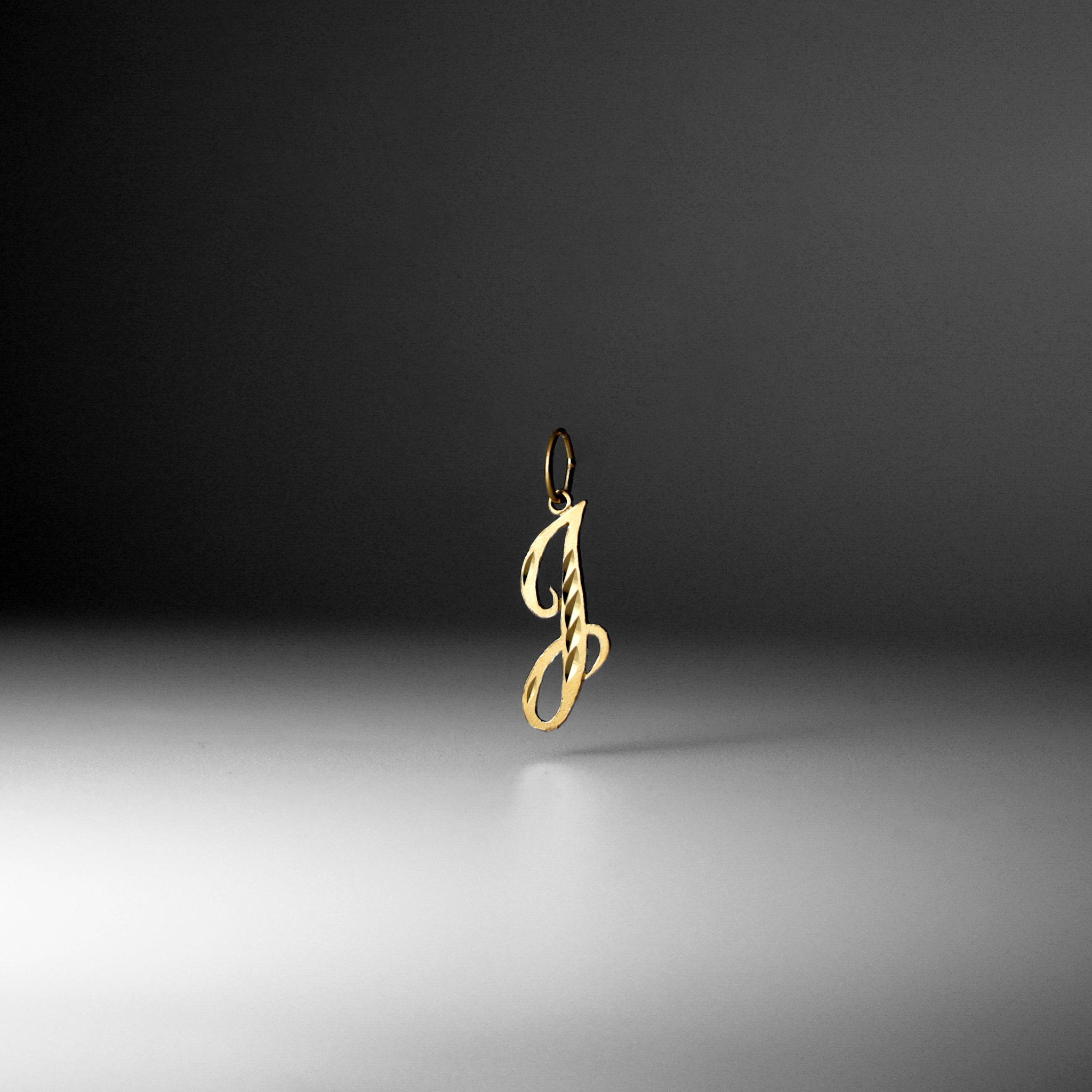 Gold Calligraphy Letter J Pendant | A-Z Pendants - Charlie & Co. Jewelry