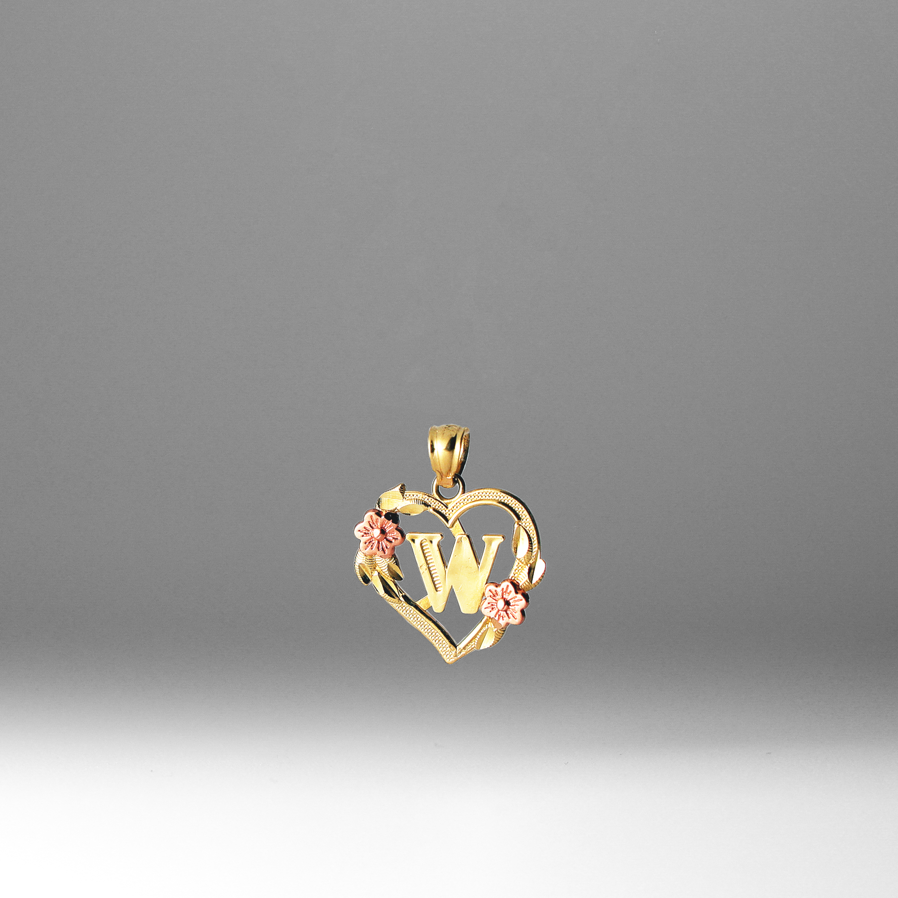 Gold Heart Initial W Pendant | A-Z Pendants