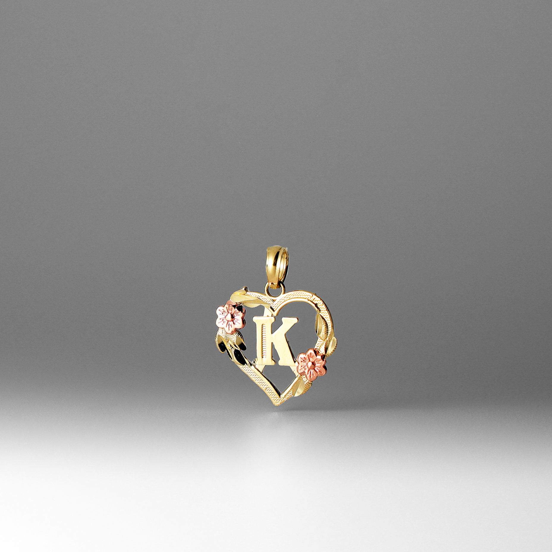 Gold Heart Initial K Pendant | A-Z Pendants