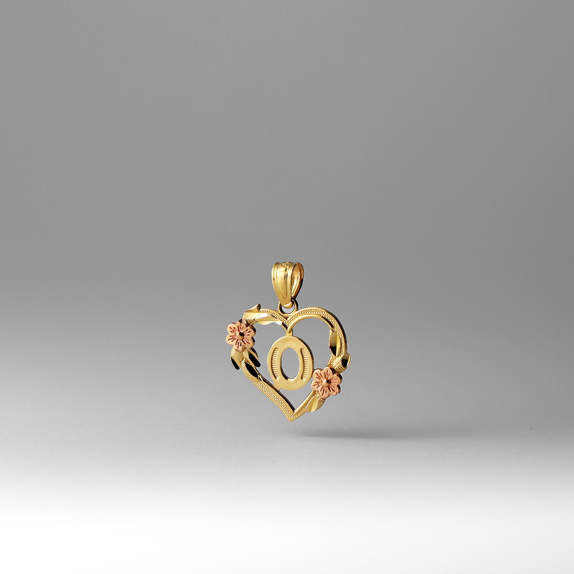 Gold Heart Initial O Pendant | A-Z Pendants - Charlie & Co. Jewelry