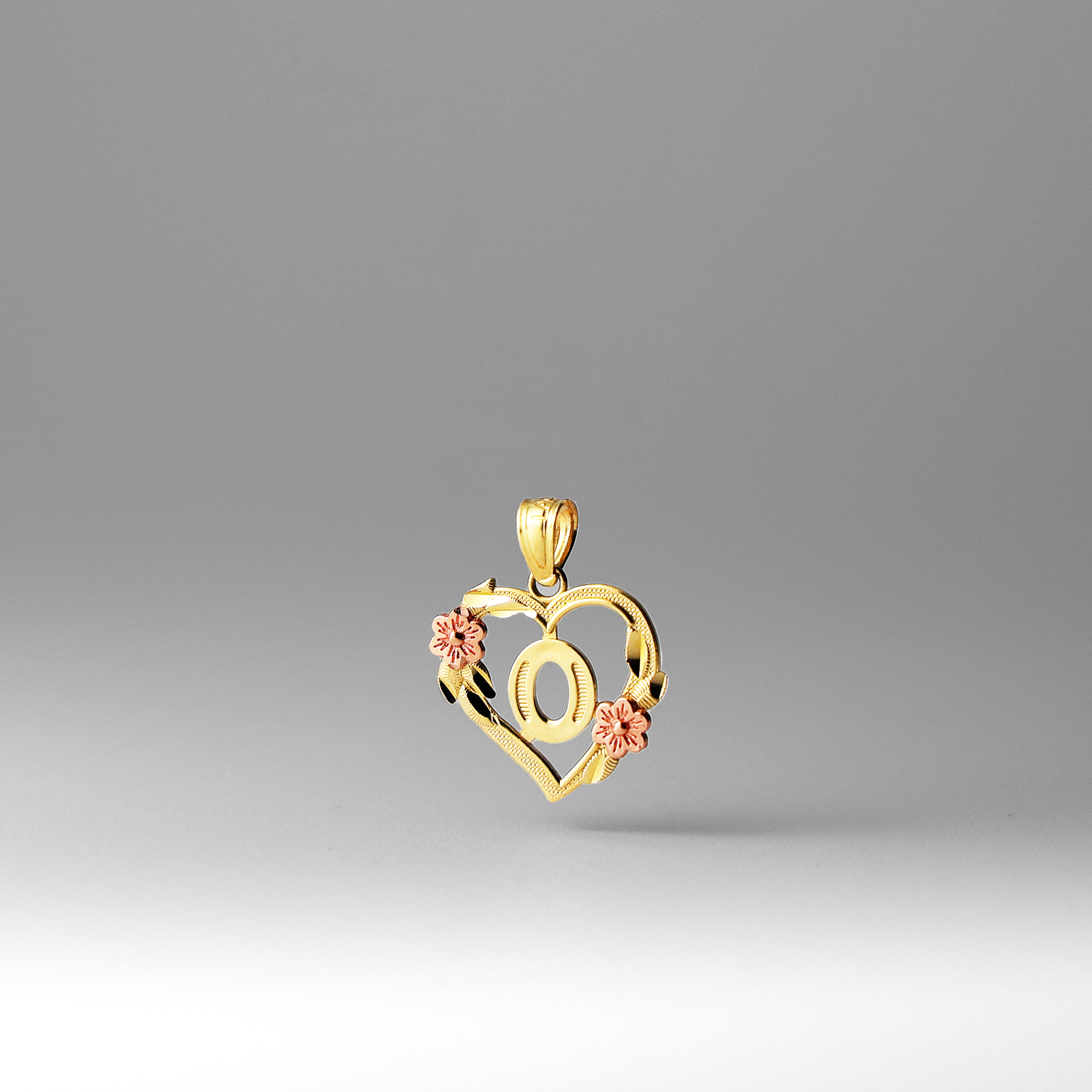 Gold Heart Initial O Pendant | A-Z Pendants