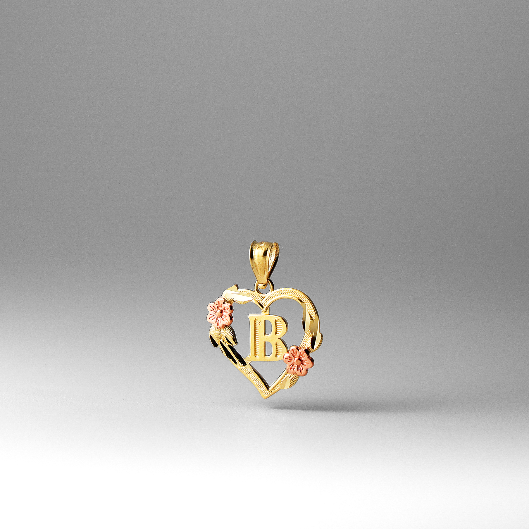 Gold Heart Initial B Pendant | A-Z Pendants