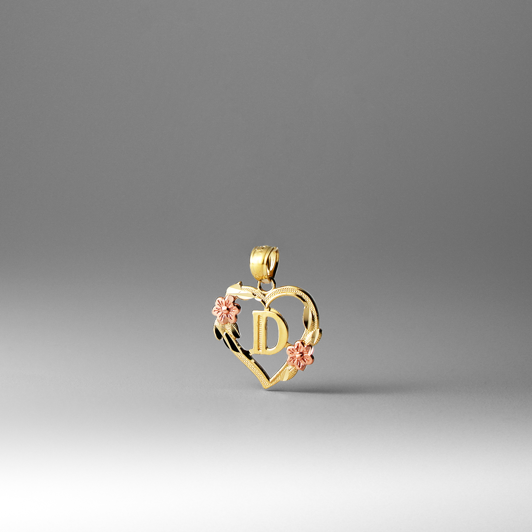 Gold Heart Initial D Pendant | A-Z Pendants