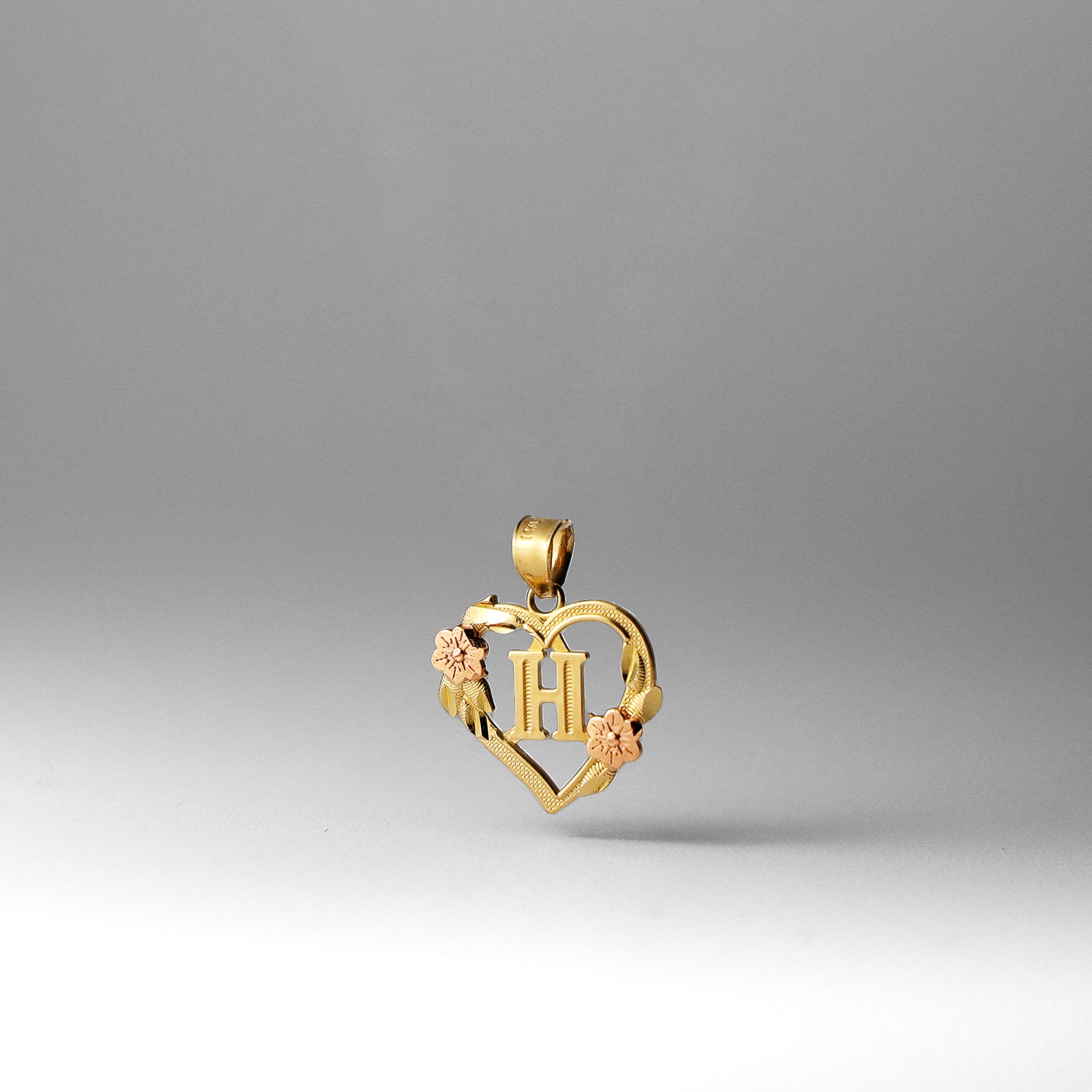 Gold Heart Initial H Pendant | A-Z Pendants - Charlie & Co. Jewelry