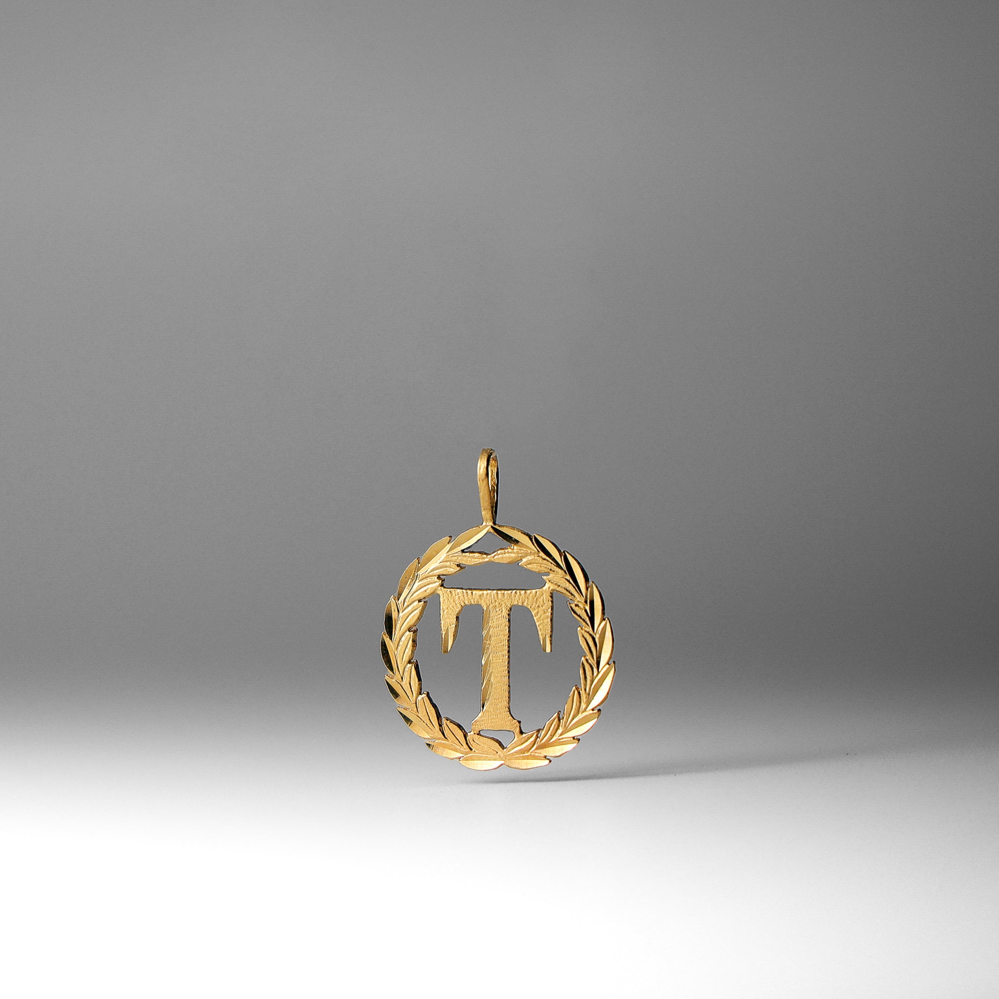 Gold Wreath T Initial Pendant | A-Z Pendants