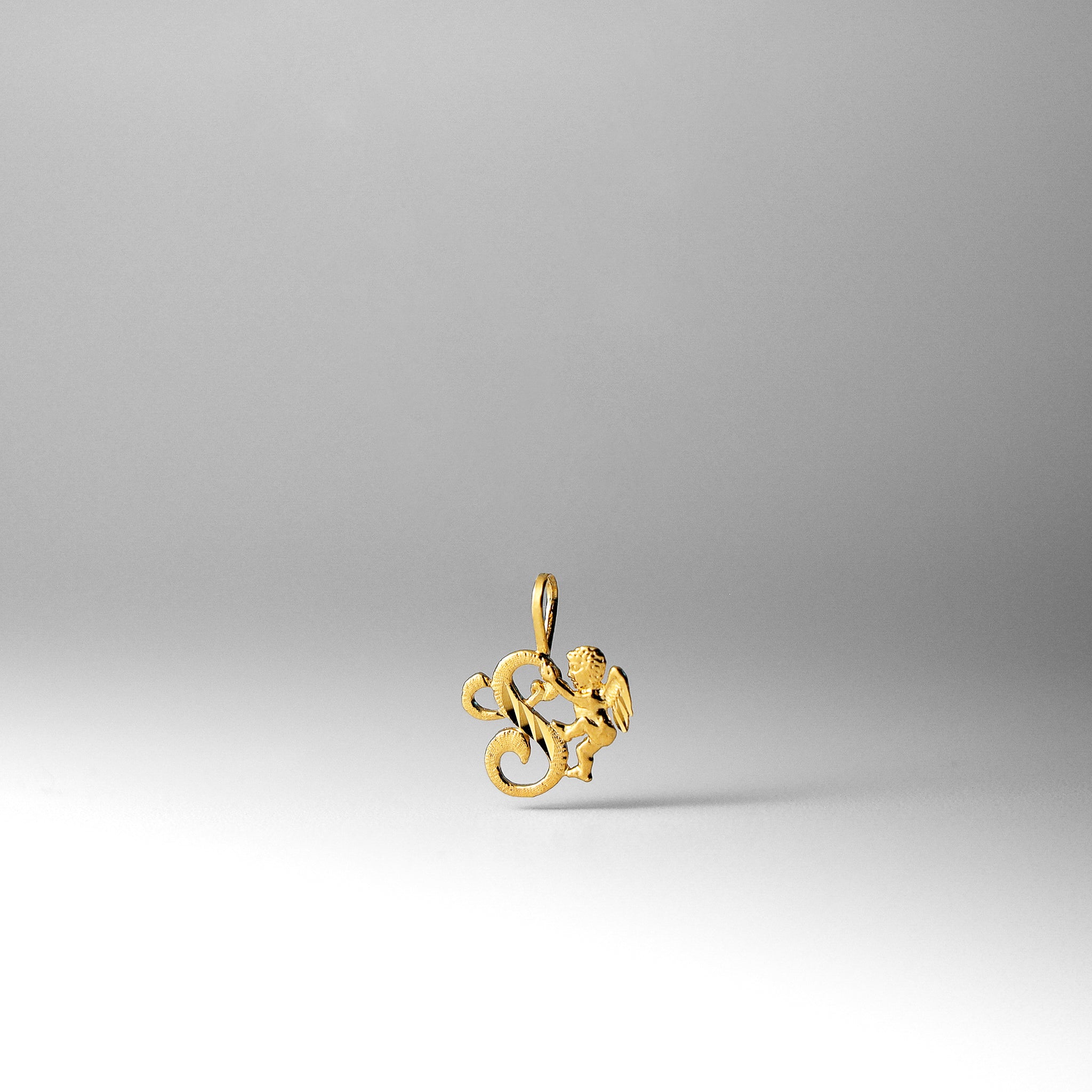 Gold Angel Letter S Pendant | A-Z Pendants - Charlie & Co. Jewelry