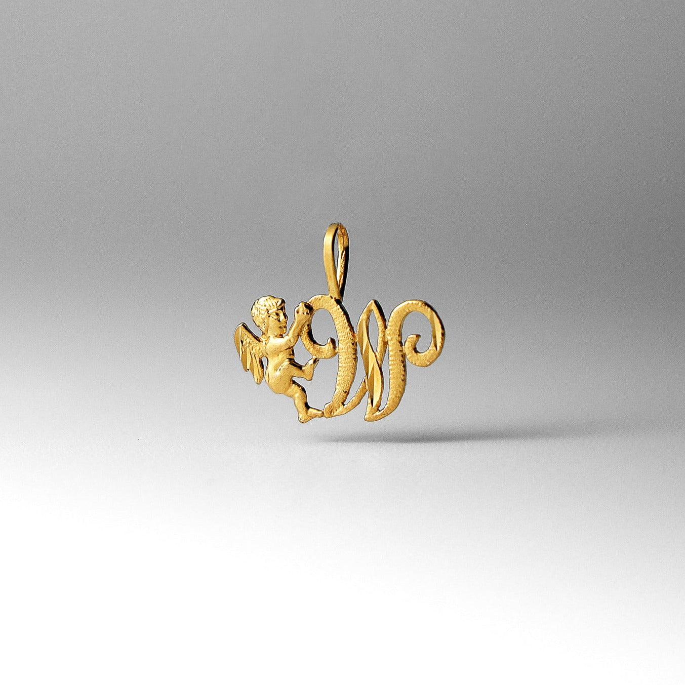 Gold Angel Letter W Pendant | A-Z Pendants - Charlie & Co. Jewelry