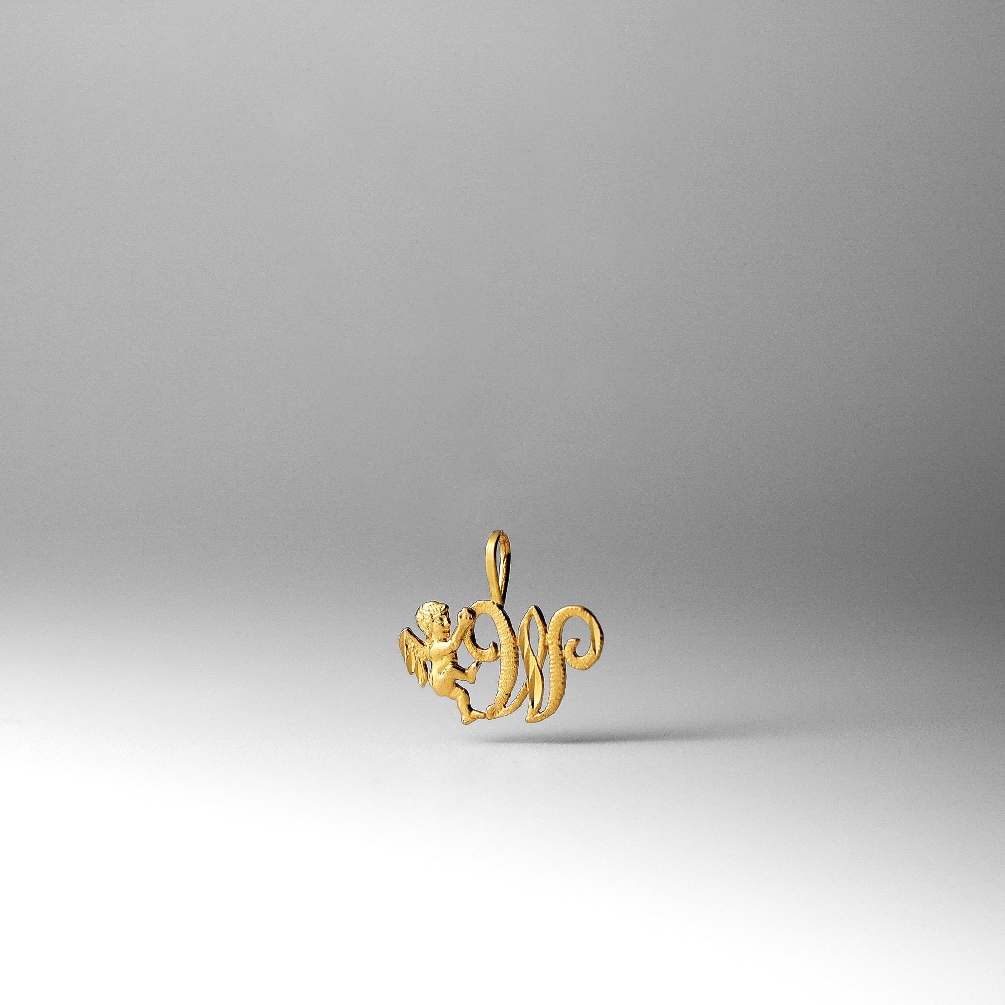 Gold Angel Letter W Pendant | A-Z Pendants - Charlie & Co. Jewelry