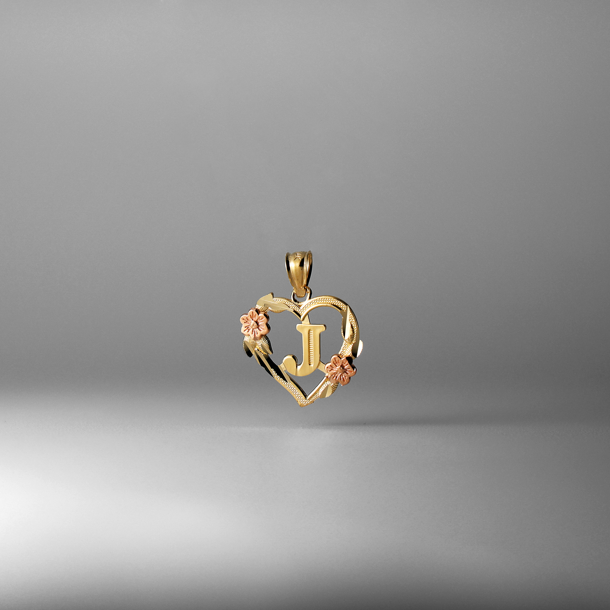 Gold Heart Initial J Pendant | A-Z Pendants