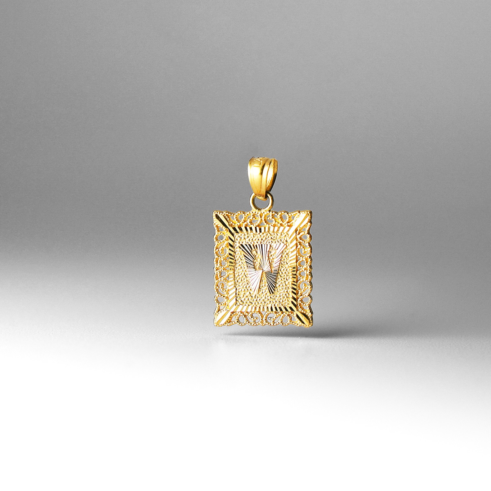Gold Letter W Filigree Pendants | A-Z Gold Pendants - Charlie & Co. Jewelry