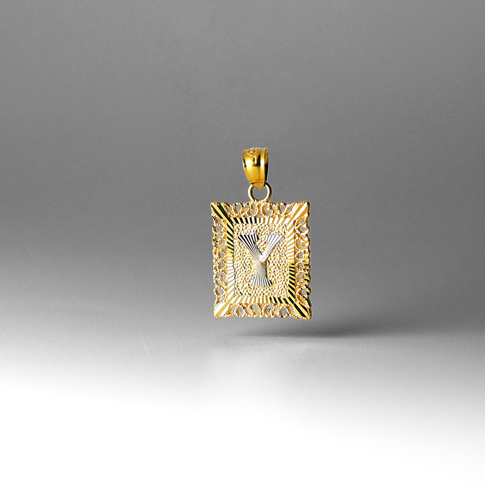 Gold Letter Y Filigree Pendants | A-Z Gold Pendants - Charlie & Co. Jewelry