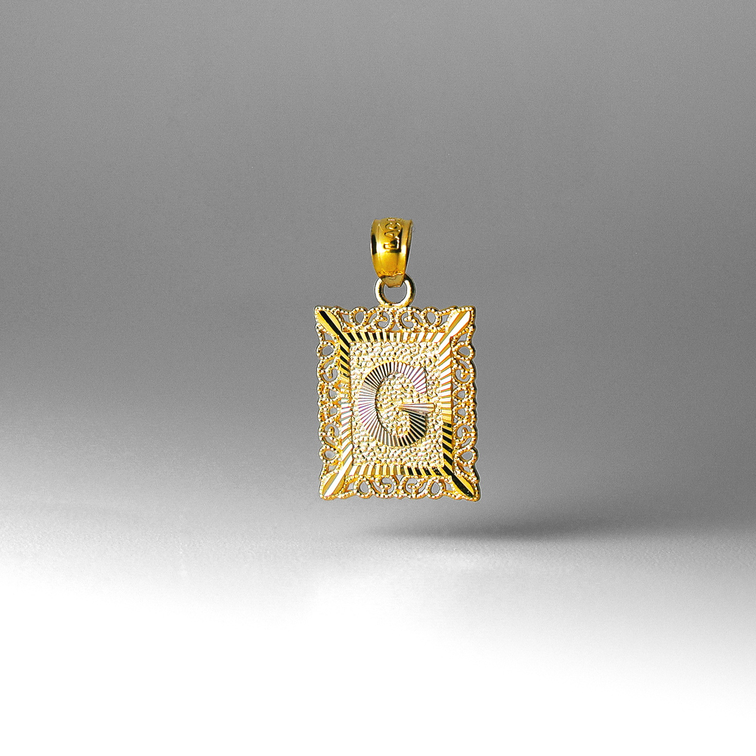 Gold Letter G Filigree Pendants | A-Z Gold Pendants - Charlie & Co. Jewelry