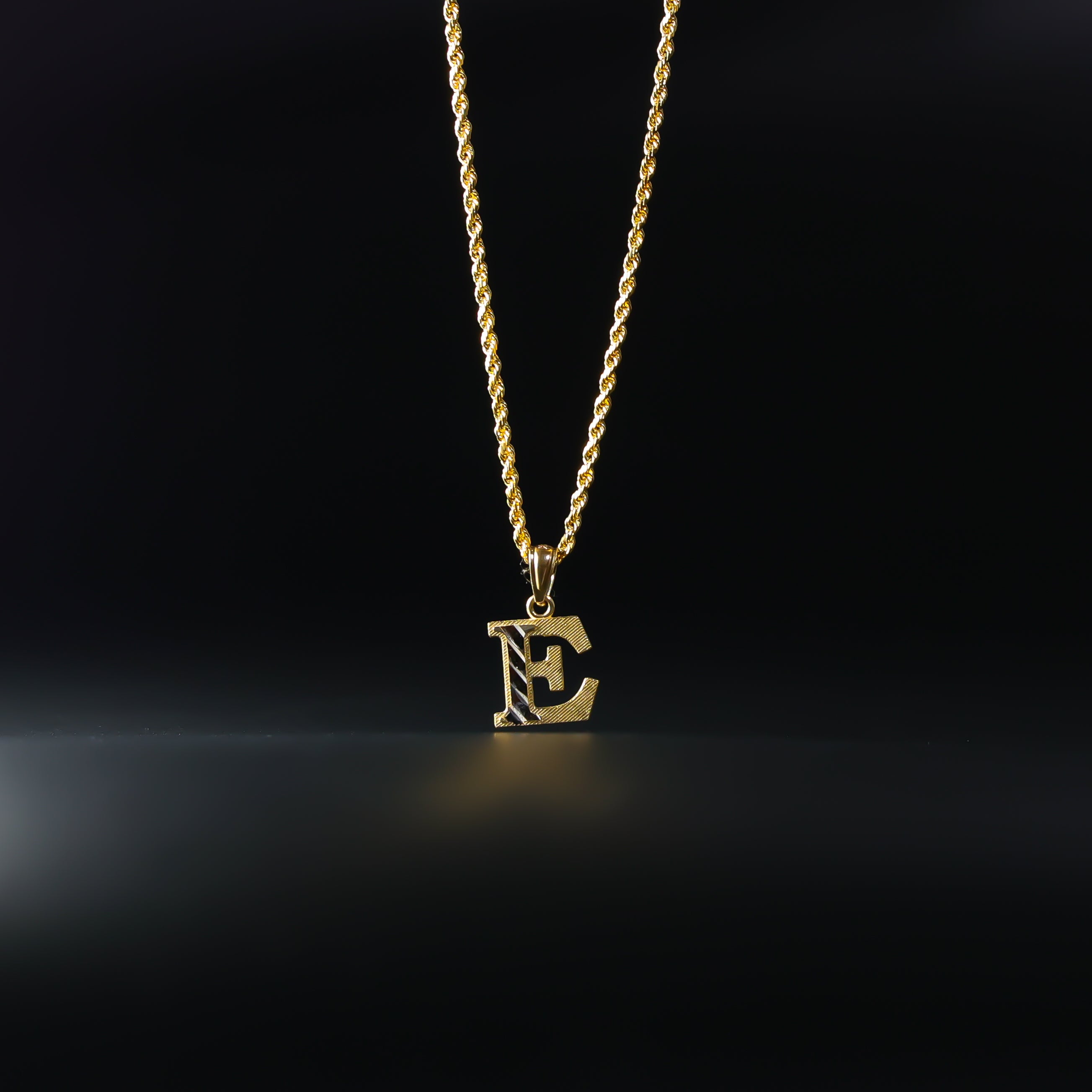 Gold Bold Letter E Pendant | A-Z Pendants - Charlie & Co. Jewelry