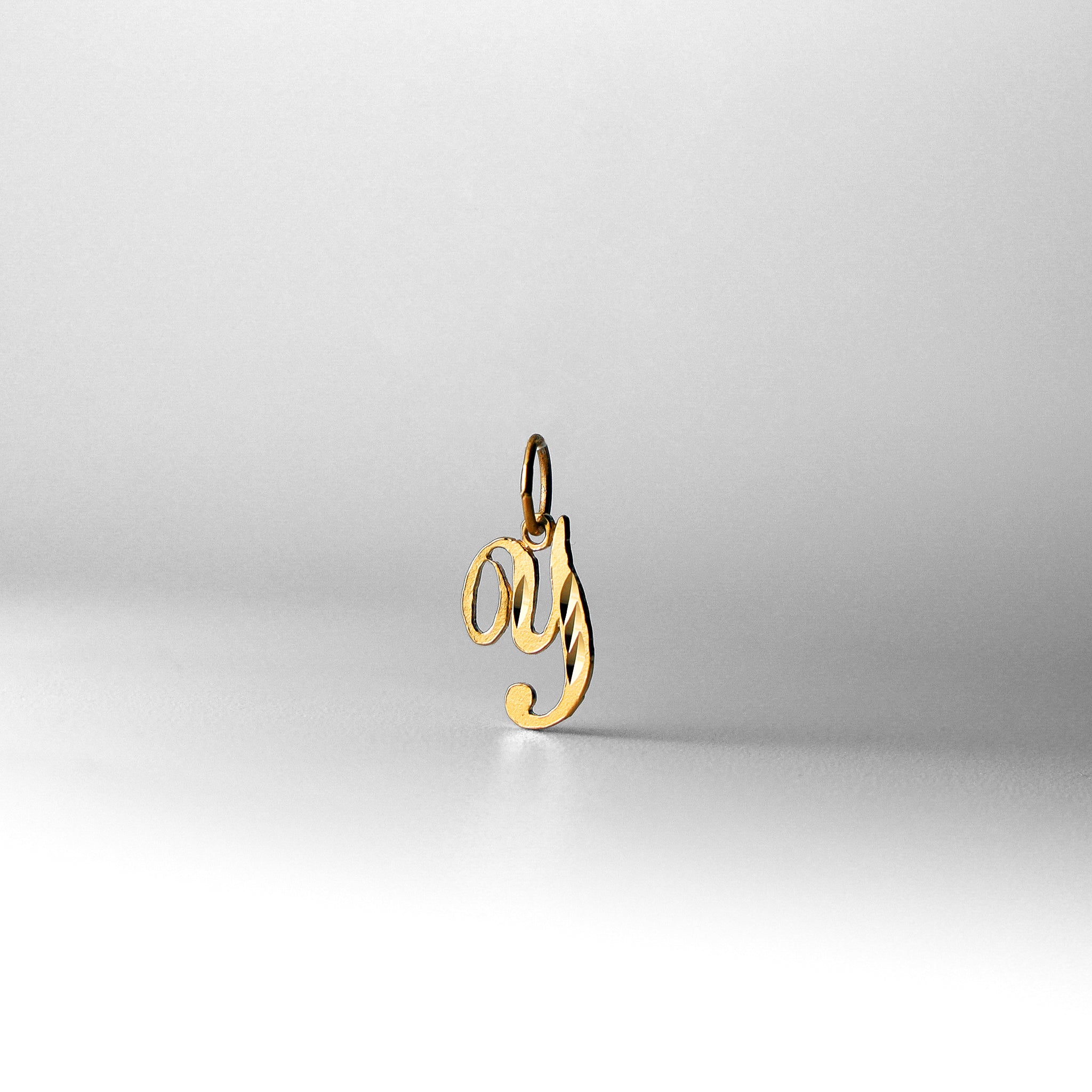 Gold Calligraphy Letter Y Pendant | A-Z Pendants - Charlie & Co. Jewelry