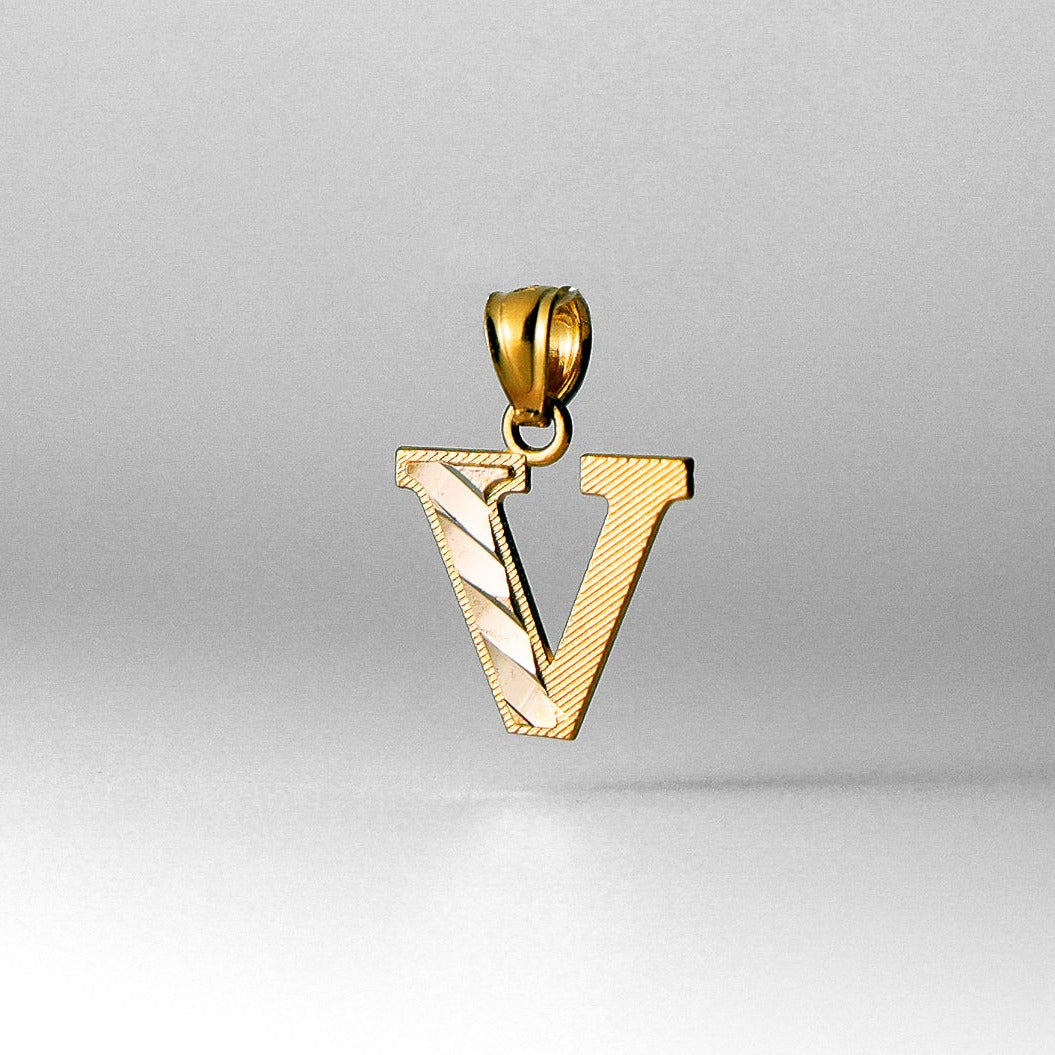 Gold Bold Letter V Pendant | A-Z Pendants - Charlie & Co. Jewelry