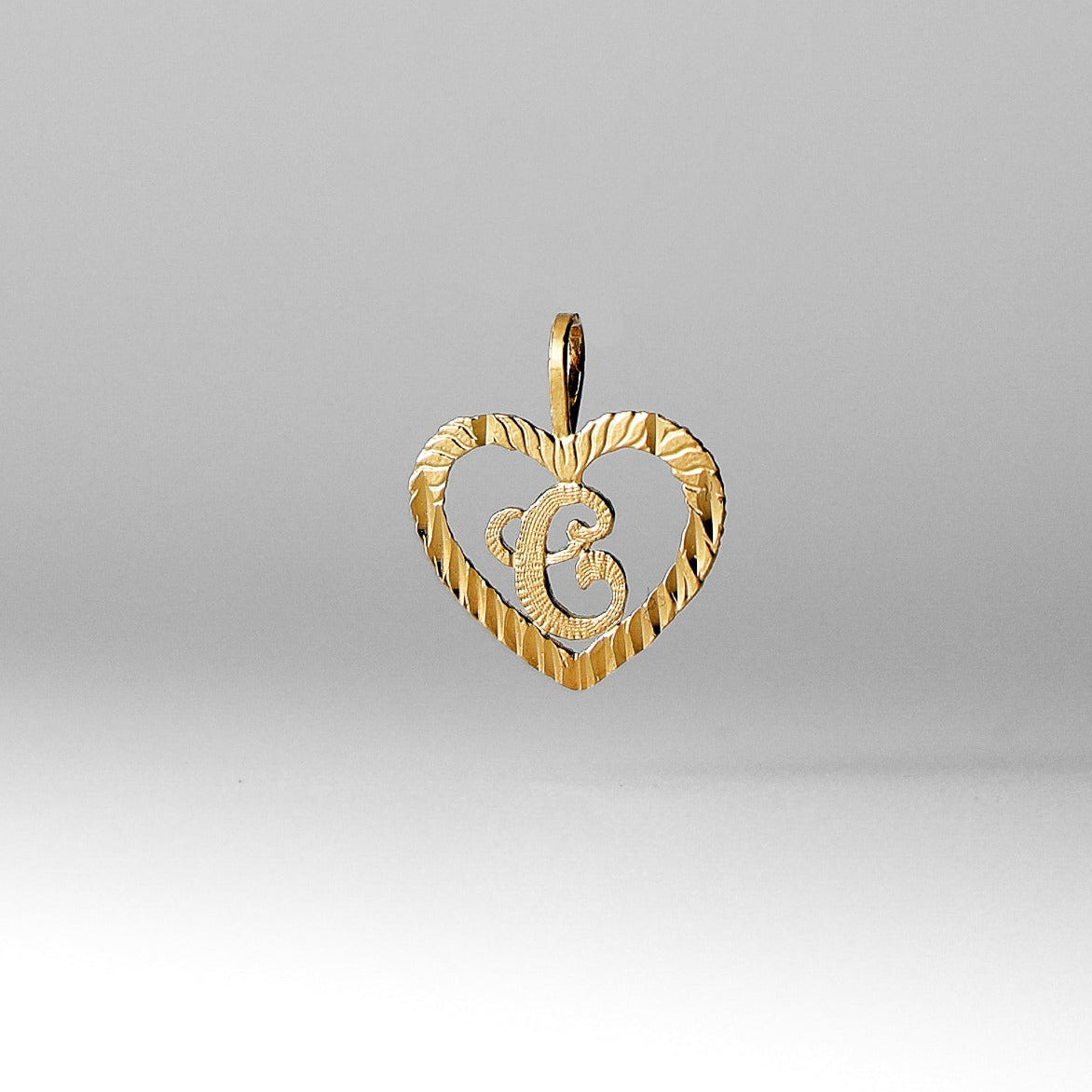 Gold Heart-Shaped Letter C Pendant | A-Z Pendants - Charlie & Co. Jewelry