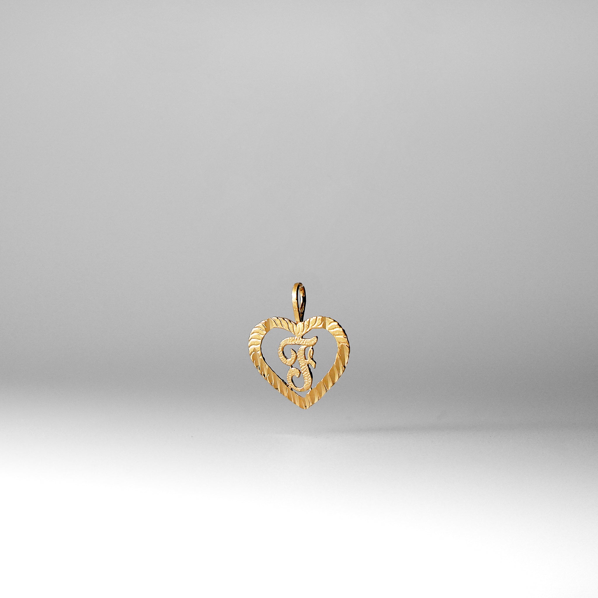 Gold Heart-Shaped Letter F Pendant | A-Z Pendants - Charlie & Co. Jewelry