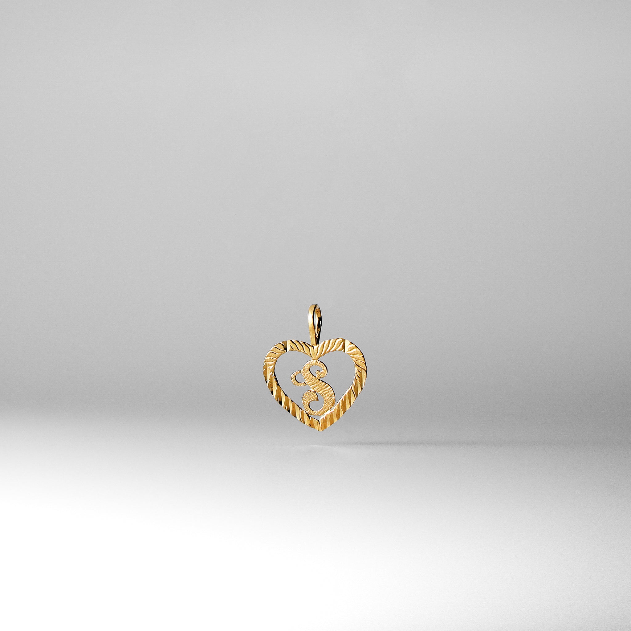 14K Gold Heart-Shaped Letter S Pendant A-Z Pendants