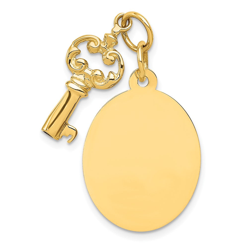 Charlie & Co Jewelry | 14k Polished Engraveable Disc And Key Charm - Model A0128