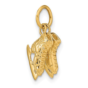 14K Gold Classic 3D Ice Skates Pendant - Charlie & Co. Jewelry