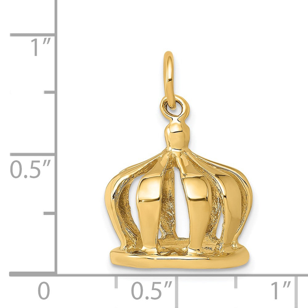 Gold Polished 3D Crown Charm Necklace - Model A0318 - Charlie & Co. Jewelry