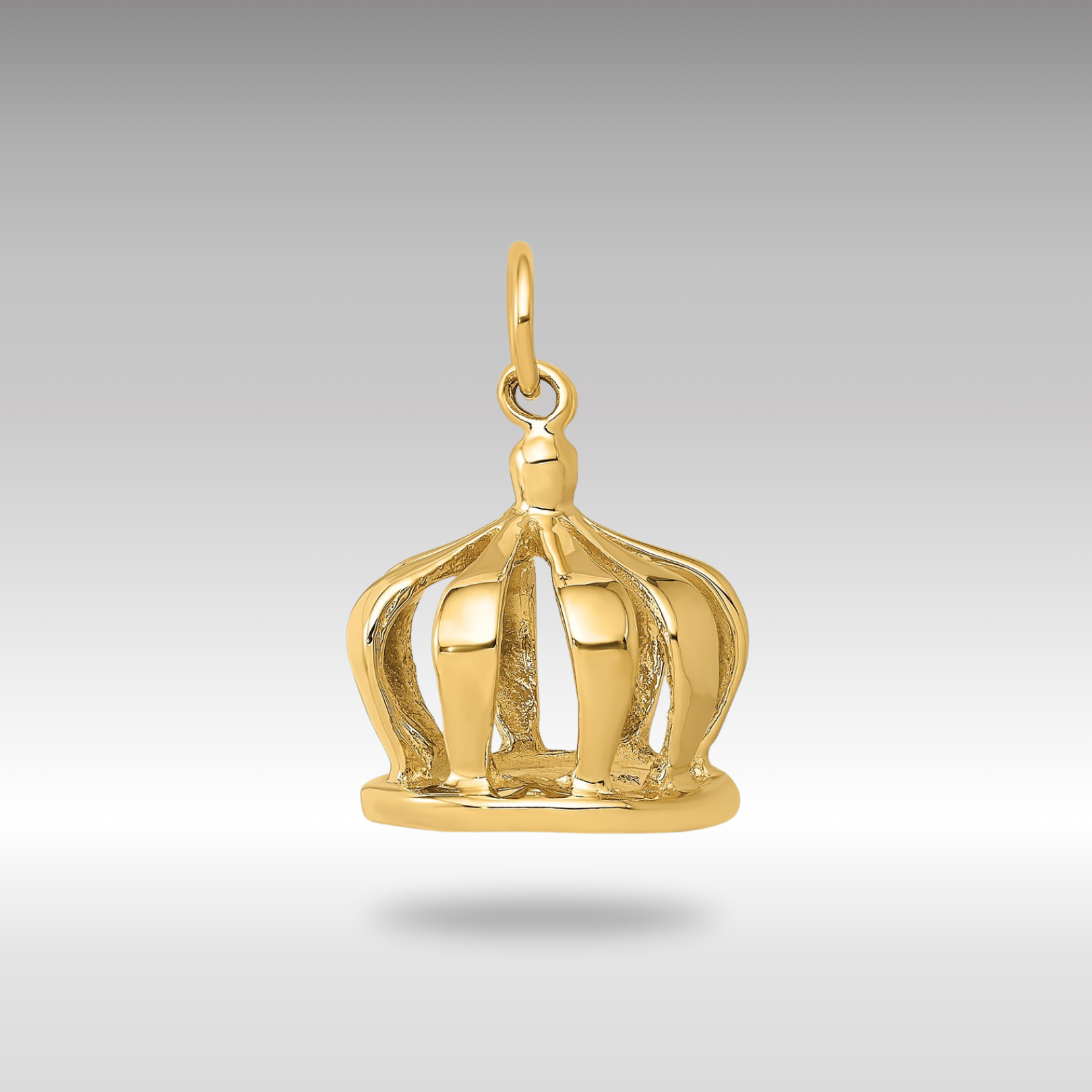 Gold Polished 3D Crown Charm Necklace - Model A0318 - Charlie & Co. Jewelry