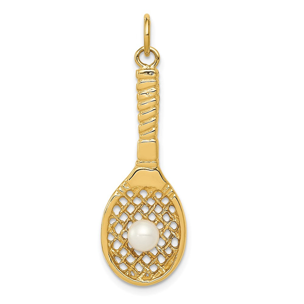 Charlie & Co Jewelry | 14k Tennis Racquet W/fw Cultured Pearl Charm - Model A0378