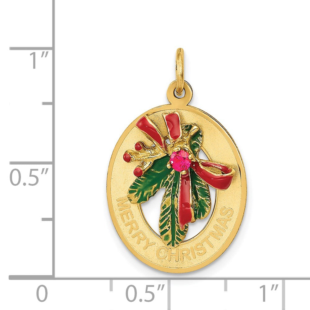 Charlie & Co Jewelry | 14k Enameled Mistletoe With Synthetic Stone Charm - Model A0830