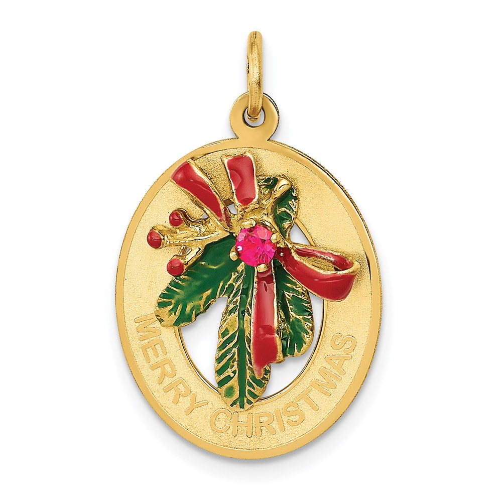 Charlie & Co Jewelry | 14k Enameled Mistletoe With Synthetic Stone Charm - Model A0830