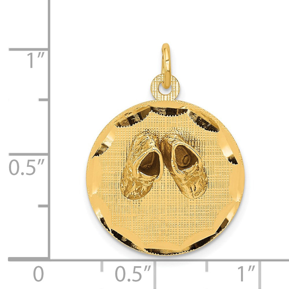 Charlie & Co Jewelry | 14k Small Solid Engravable Baby Shoes On Disc Charm - Model A1081/L