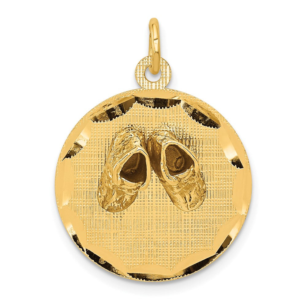 Charlie & Co Jewelry | 14k Small Solid Engravable Baby Shoes On Disc Charm - Model A1081/L