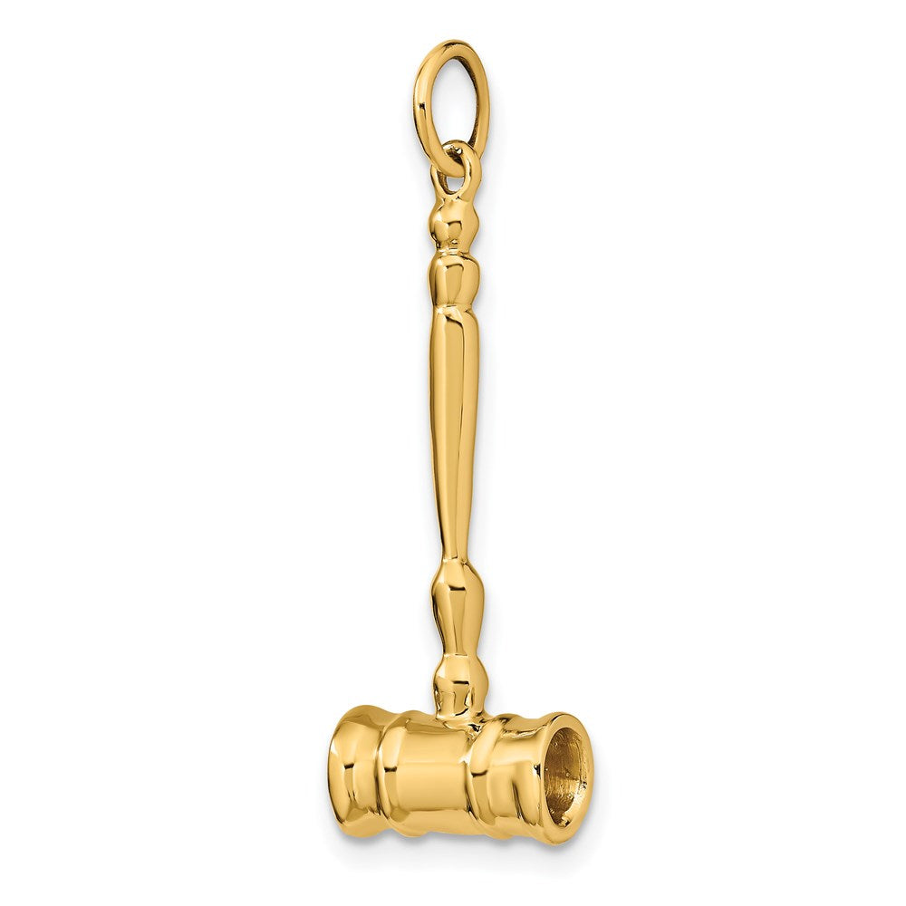 14k Gold 3D Judge's Gavel Pendant - Charlie & Co. Jewelry