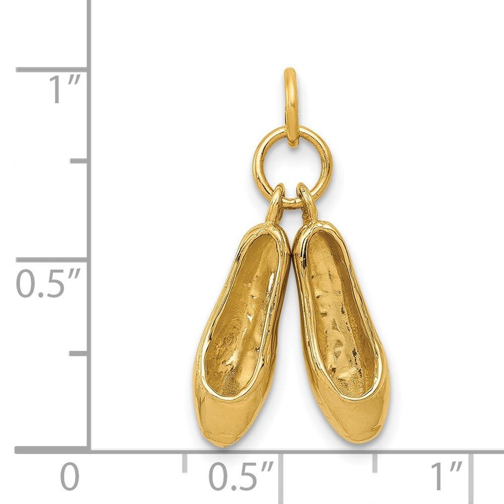 14K Gold 3D Ballet Slippers Necklace Charm - Charlie & Co. Jewelry